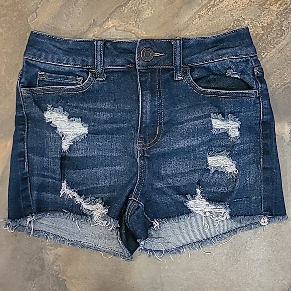 SO Brand Stretch Denim Distressed Shorts High Rise Shortie 5/27 - Picture 4 of 9